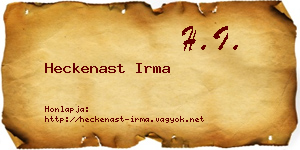 Heckenast Irma névjegykártya